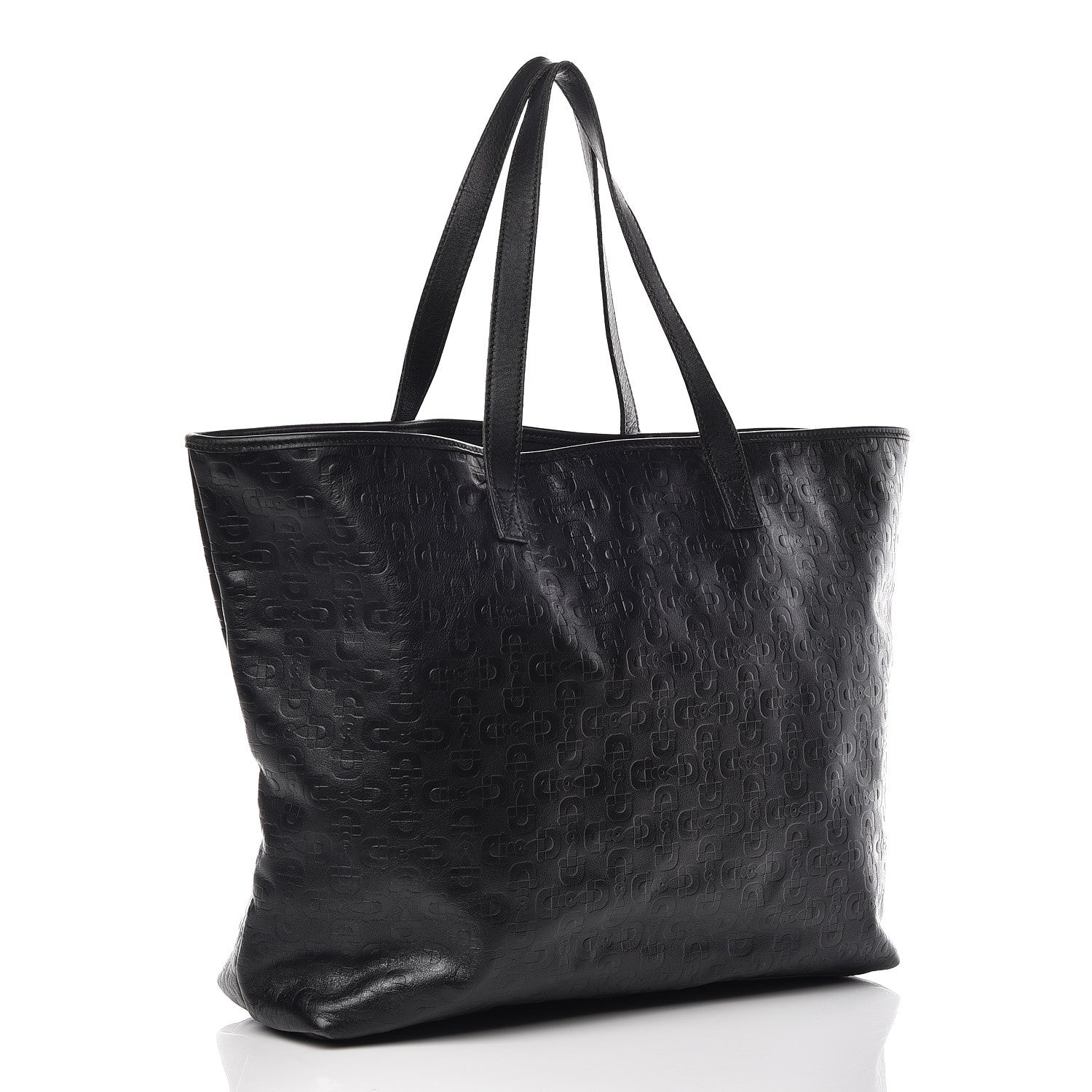 Gucci Calfskin Horsebit Embossed Large Tote Black 3 of 16
