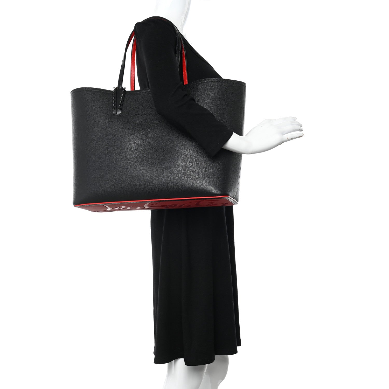 Christian Louboutin Calfskin Empire Spikes Small East West Cabata Tote Black 2 of 11