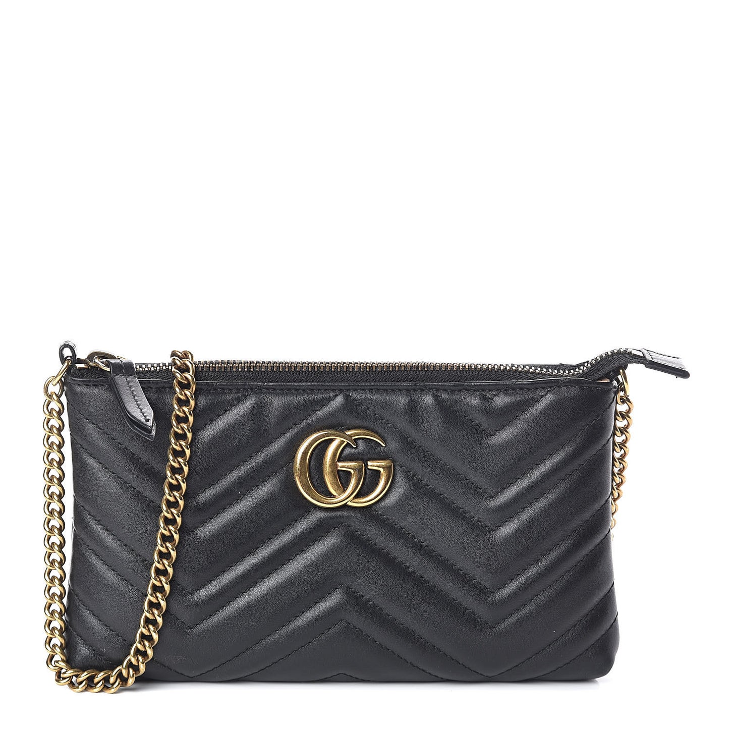 Calfskin Matelasse Mini GG Marmont Chain Bag Black