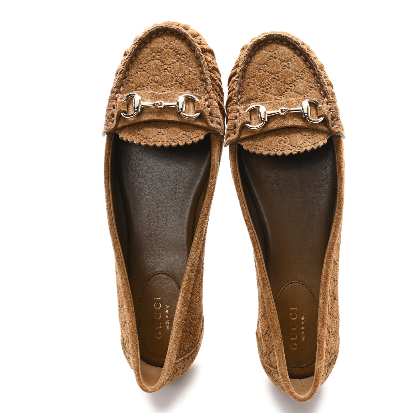 Suede Micro GG Horsebit Womens Kensington Moccasin Loafers 37 Cuoio
