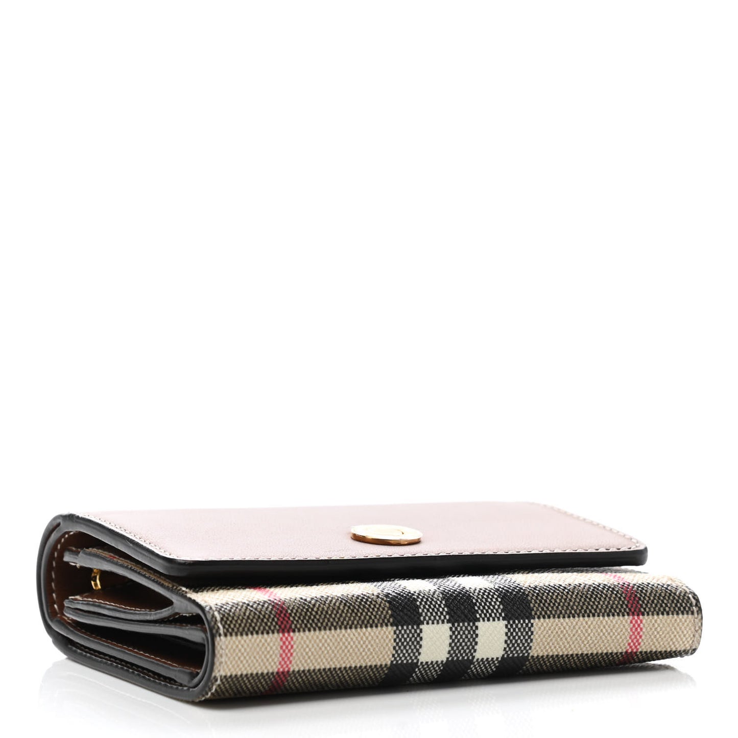 Grainy Calfskin Vintage Check Small Folding Wallet Archive Beige Tan