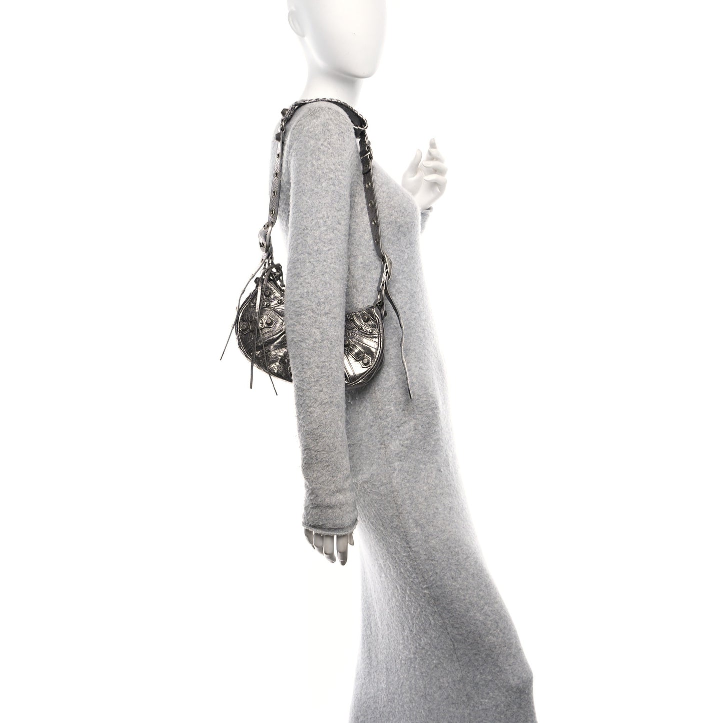 Metallic Agneau Arena Le Cagole Shoulder Bag XS Silver
