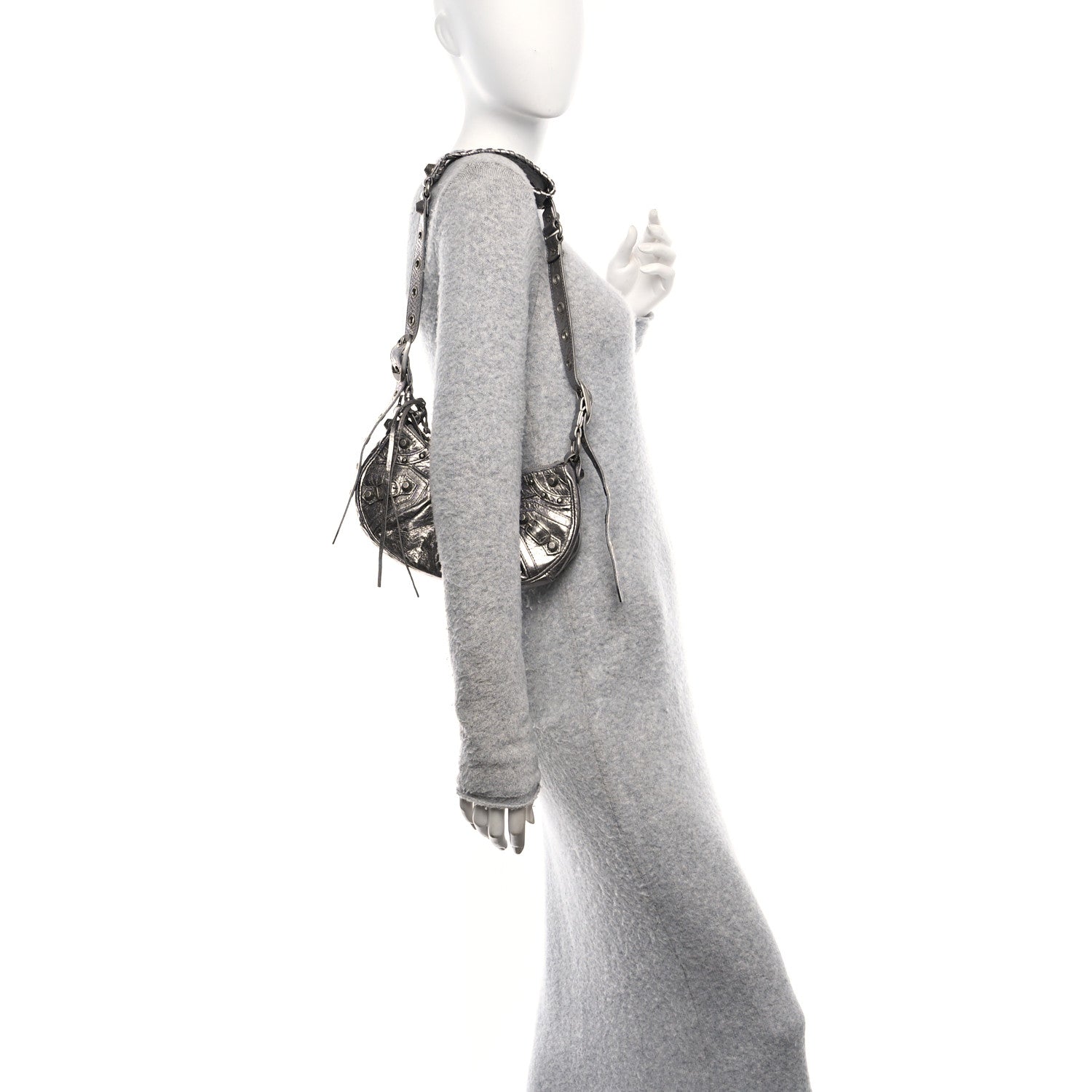 Balenciaga Metallic Agneau Arena Le Cagole Shoulder Bag XS Silver 2 of 13