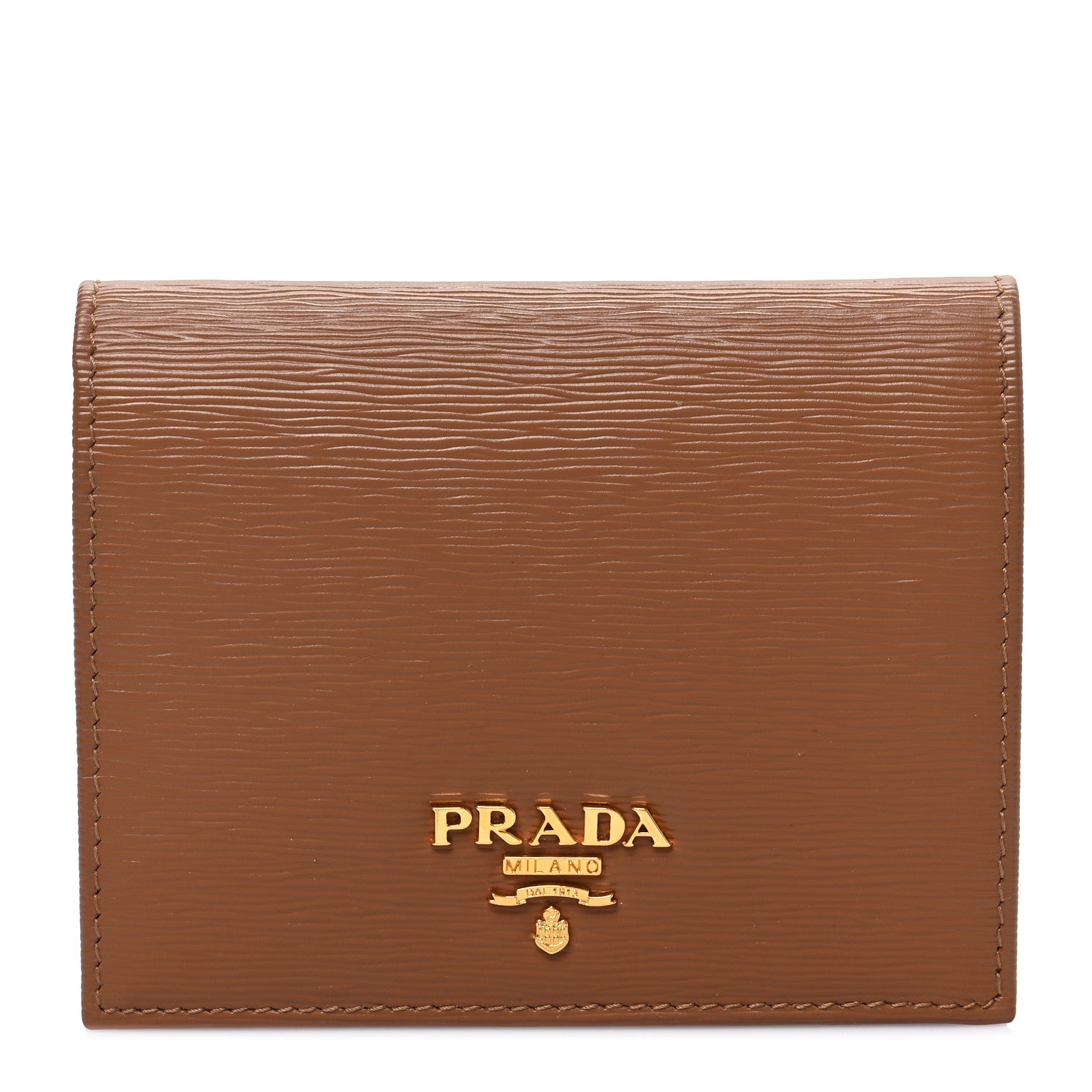 Prada Vitello Move Bi-Fold Card Holder Wallet Caramel 1 of 7