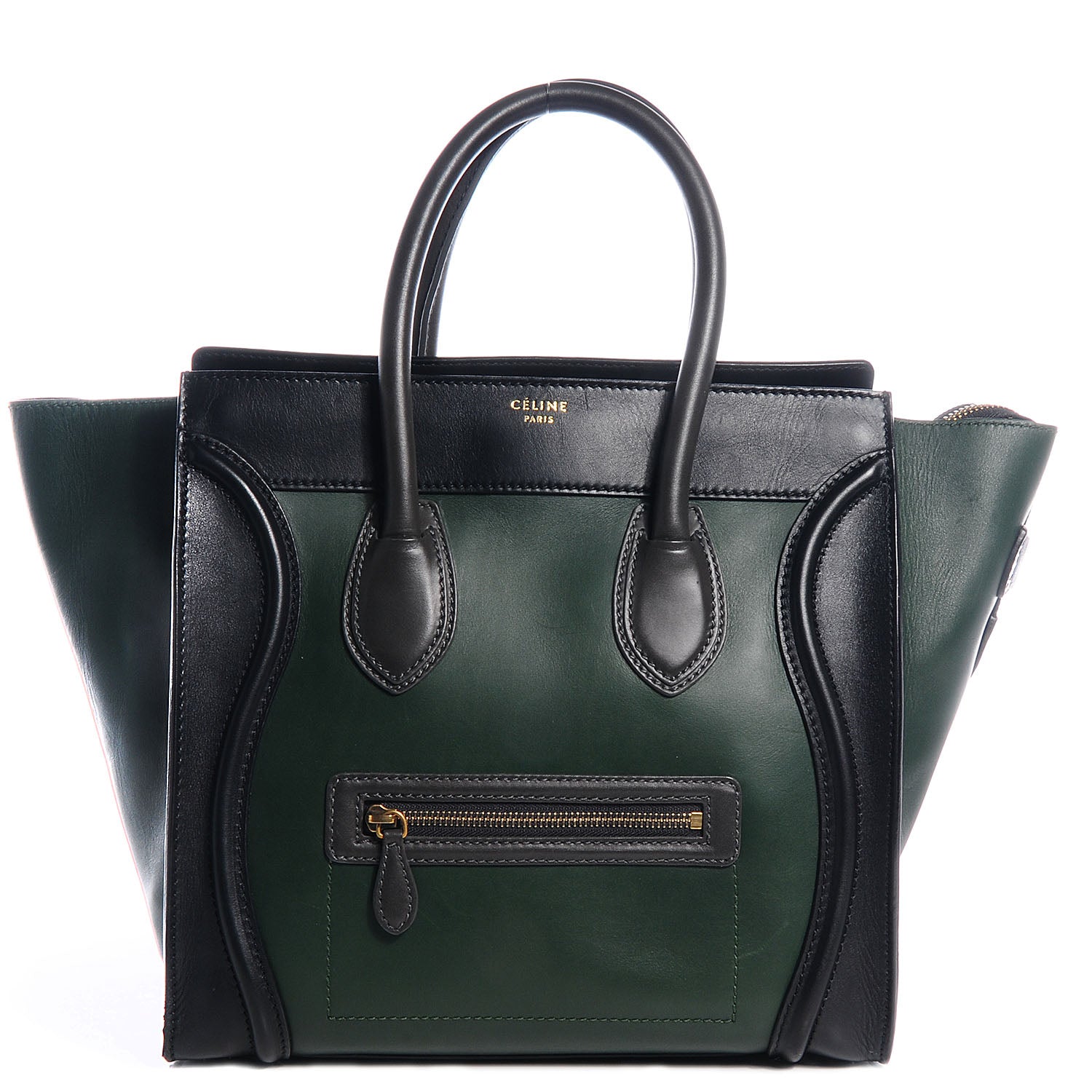 Celine Smooth Calfskin Bi-Color Mini Luggage Forest Black 1 of 8
