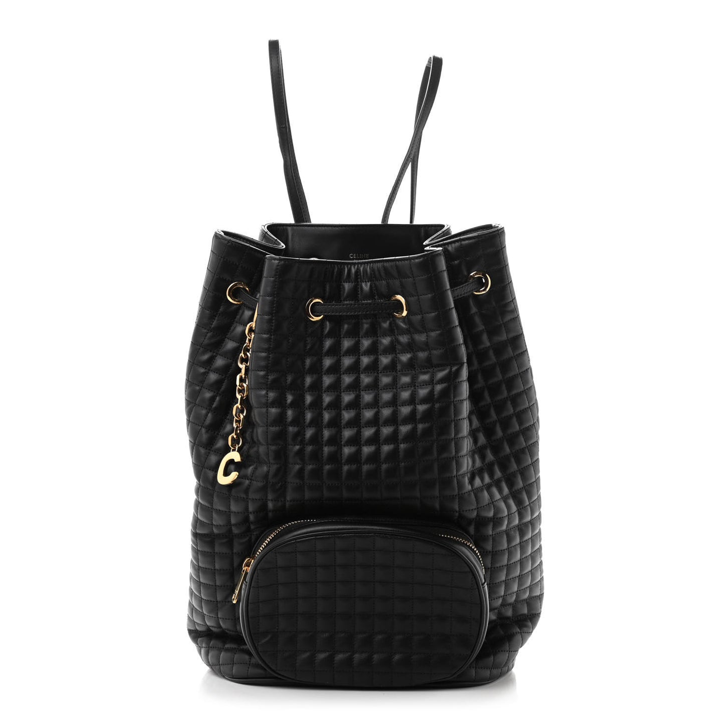Calfskin Quilted Medium C Backpack Black