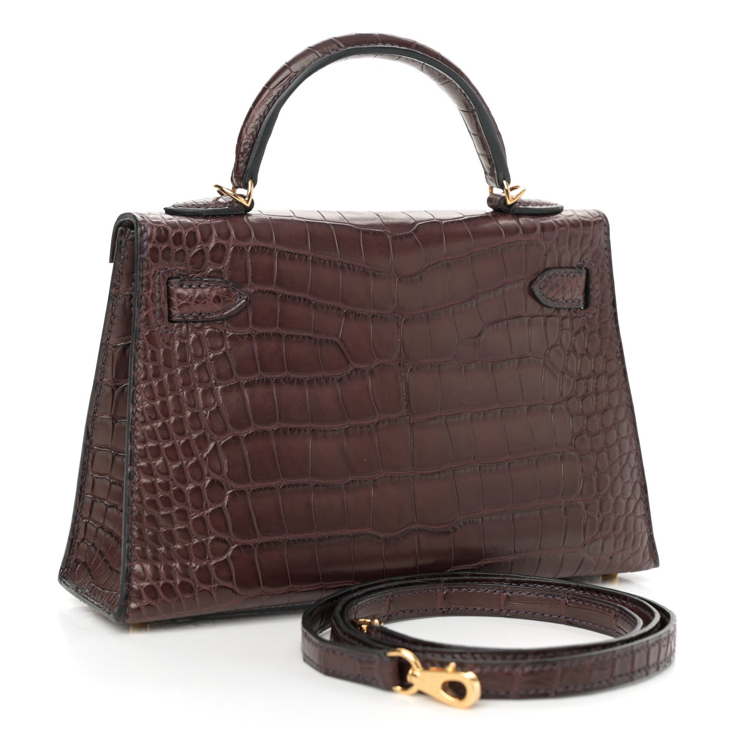 Matte Alligator Mini Kelly Sellier 20 Havane