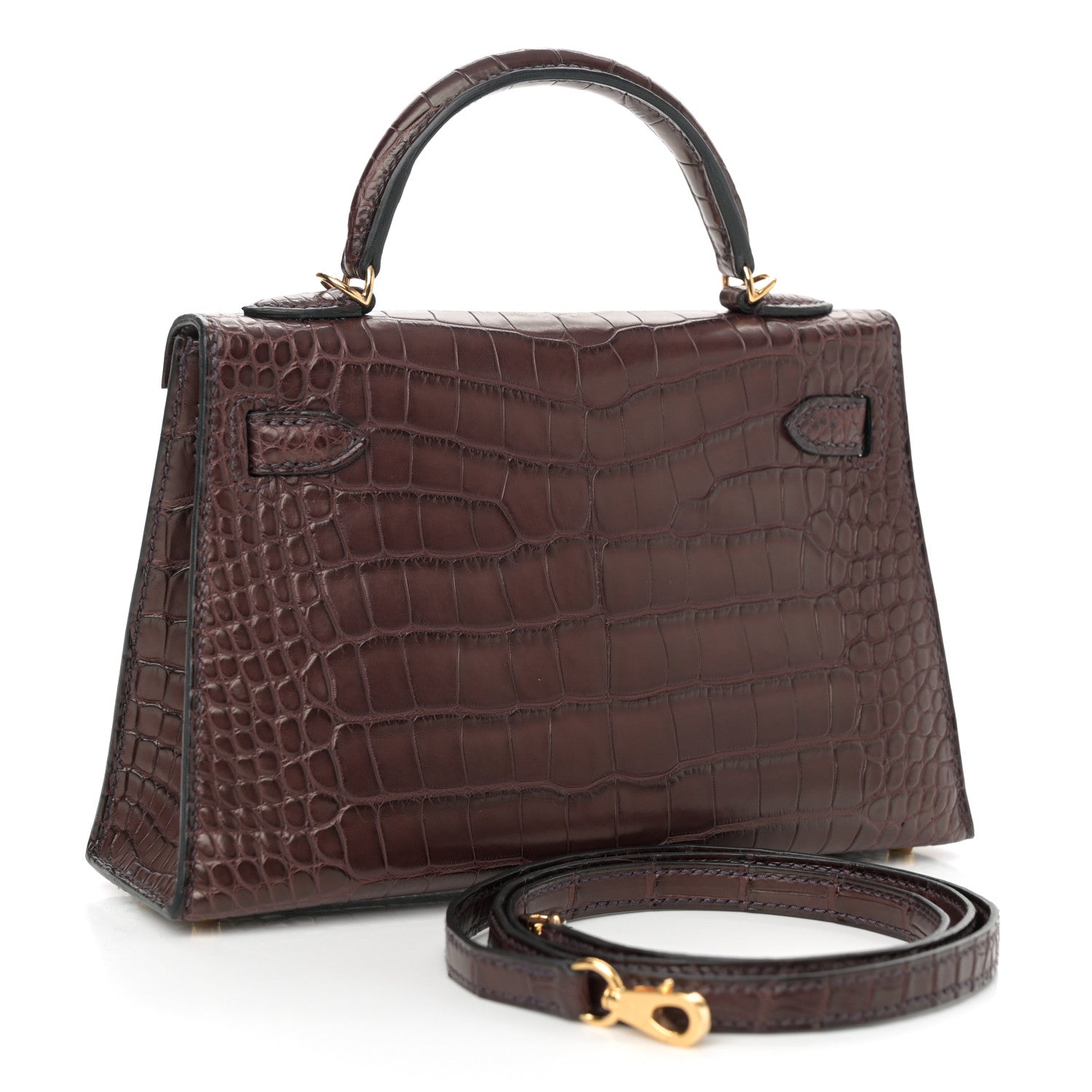 Hermes Matte Alligator Mini Kelly Sellier 20 Havane 3 of 11