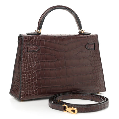 Hermes Matte Alligator Mini Kelly Sellier 20 Havane 3 of 11