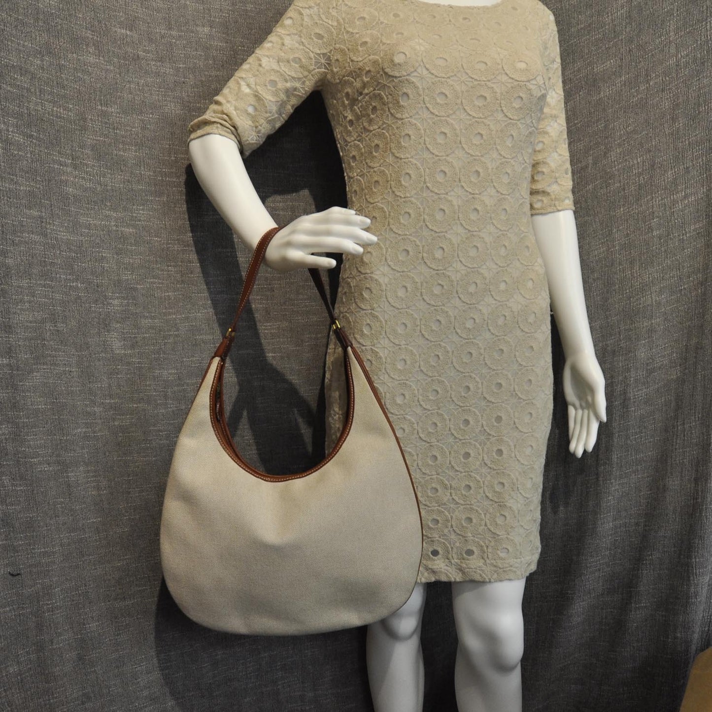 Toile and Natural Barenia Gao Shoulder Bag