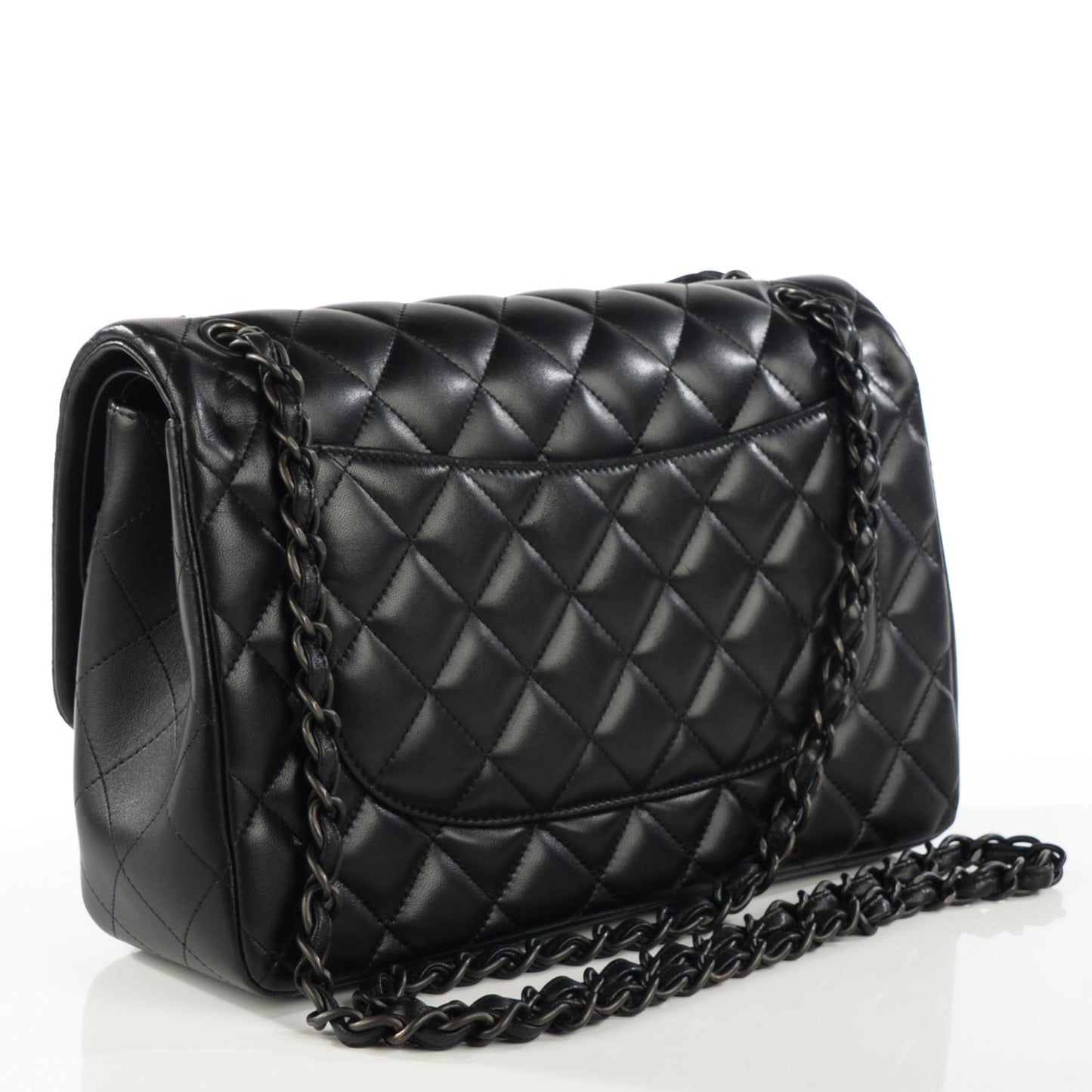 Lambskin Quilted Jumbo Double Flap So Black