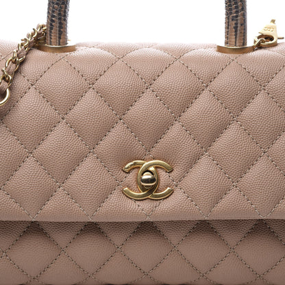 Chanel Caviar Elaphe Quilted Mini Coco Handle Flap Beige 9 of 9