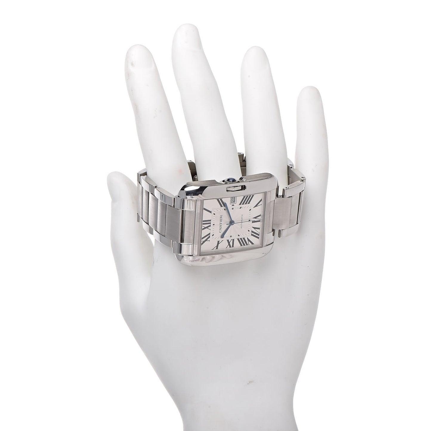 Stainless Steel 36mm Tank Anglaise Automatic Watch