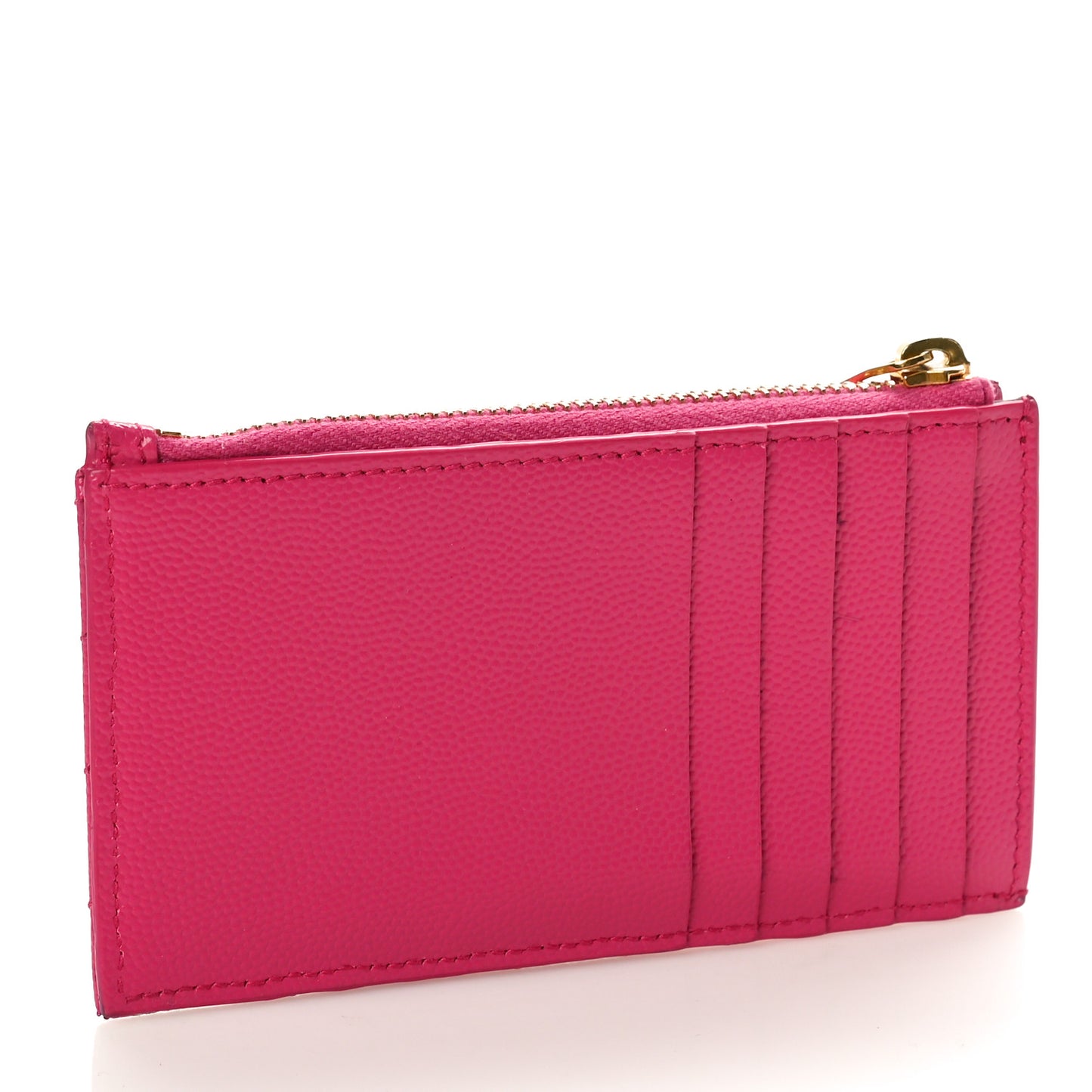 Grain De Poudre Matelasse Chevron Monogram Fragments Zippered Card Case Fresh Fuxia