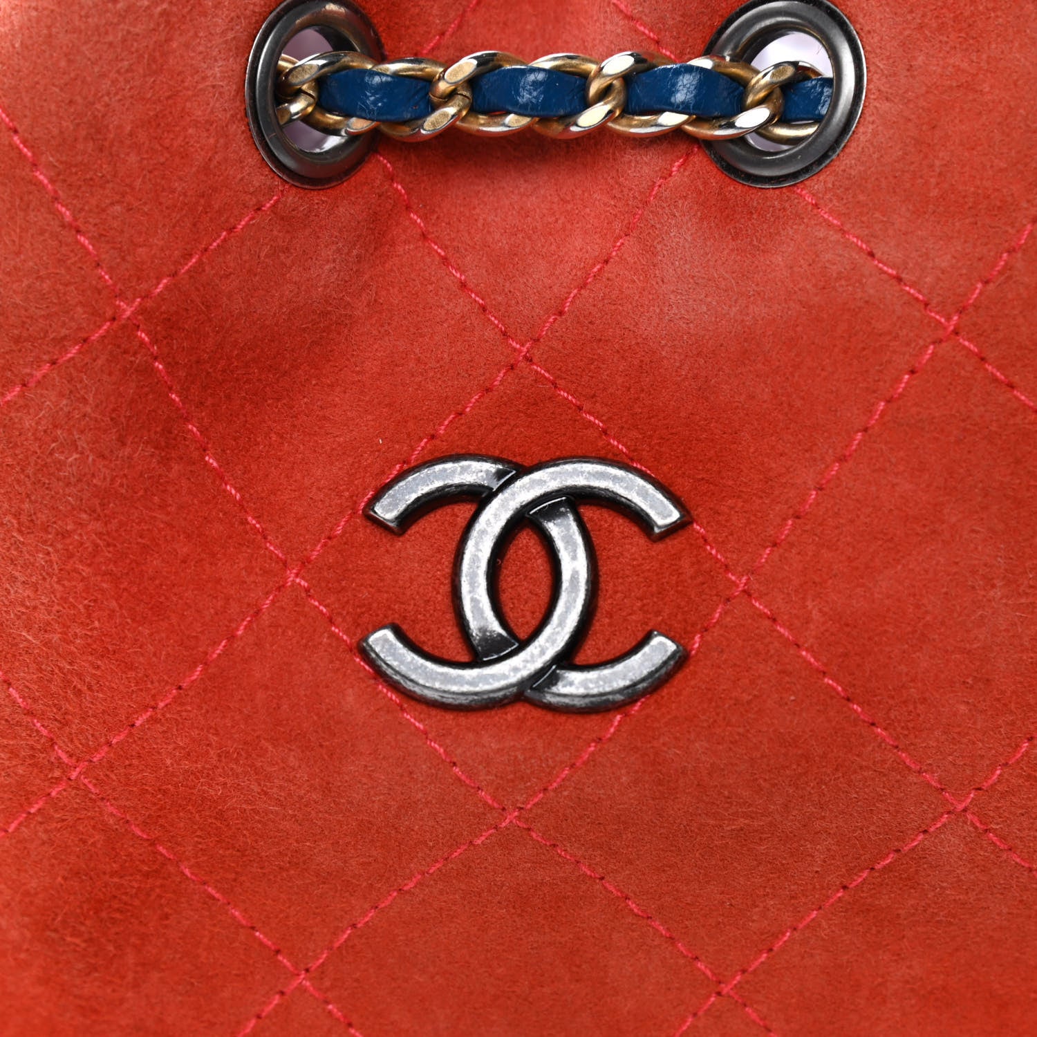 Chanel Suede Calfskin Quilted Small Gabrielle Backpack Orange Green 10 of 12