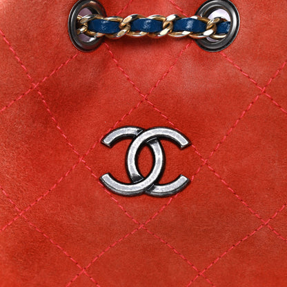 Chanel Suede Calfskin Quilted Small Gabrielle Backpack Orange Green 10 of 12