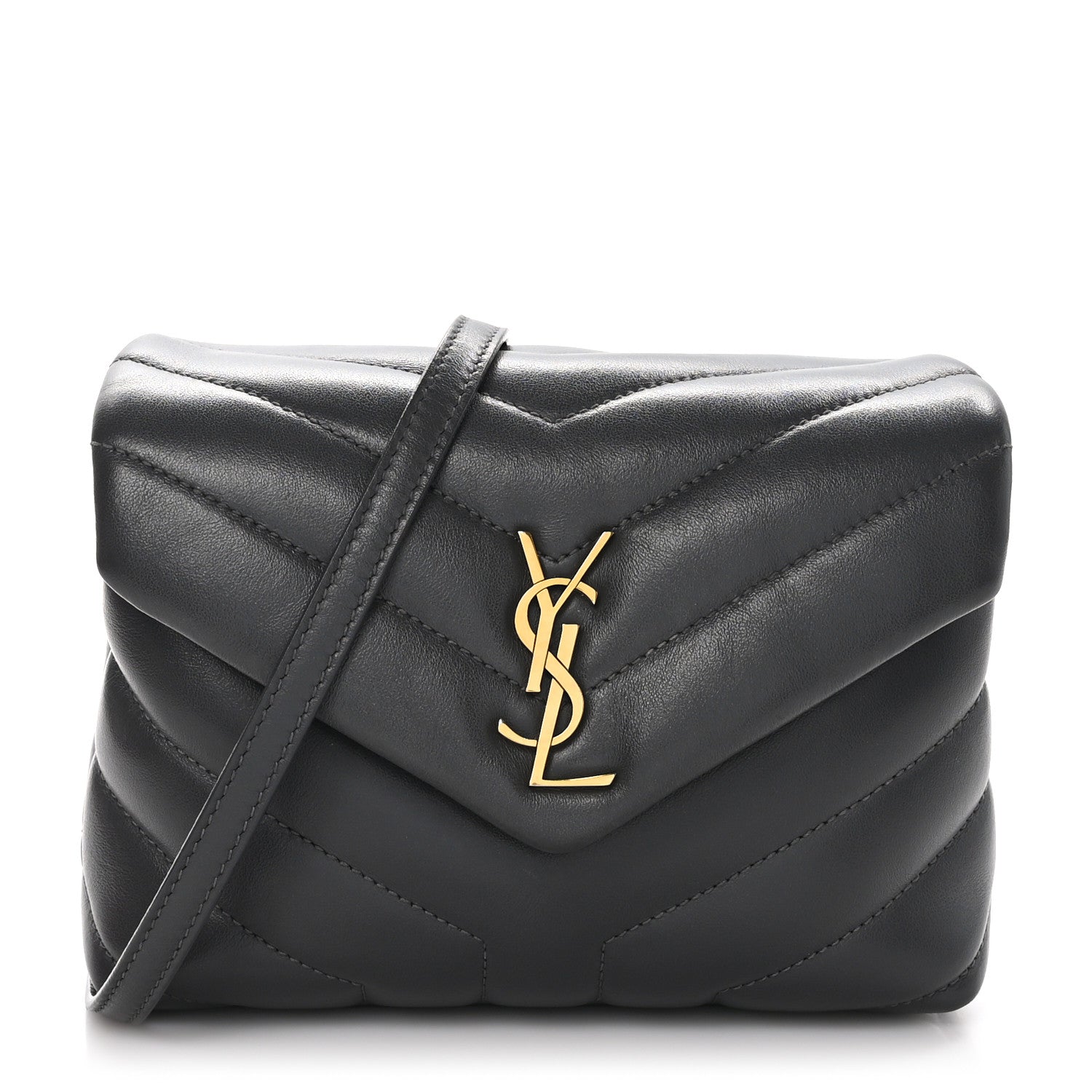 Saint Laurent Calfskin Y Quilted Monogram Toy Loulou Crossbody Bag Storm 1 of 10