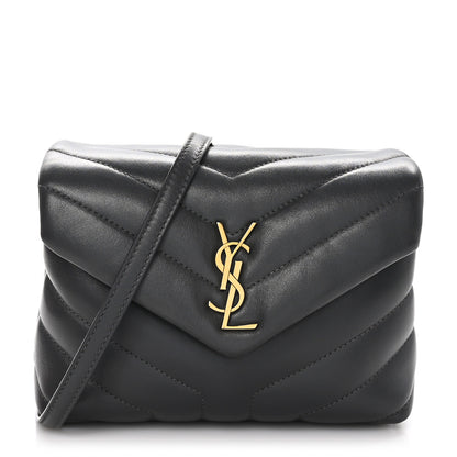 Saint Laurent Calfskin Y Quilted Monogram Toy Loulou Crossbody Bag Storm 1 of 10