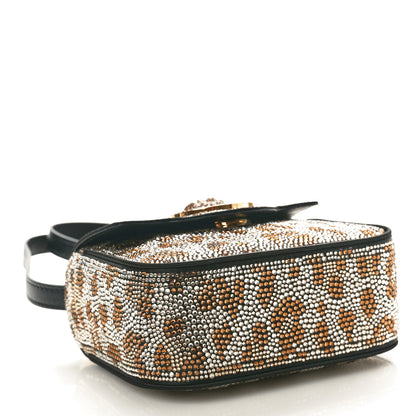 Versace Satin Crystal Studded Leopard Mini La Medusa Bag Black 4 of 9