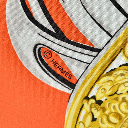 Hermes Silk Brides De Gala Love Scarf 90 Orange Marine White 3 of 7