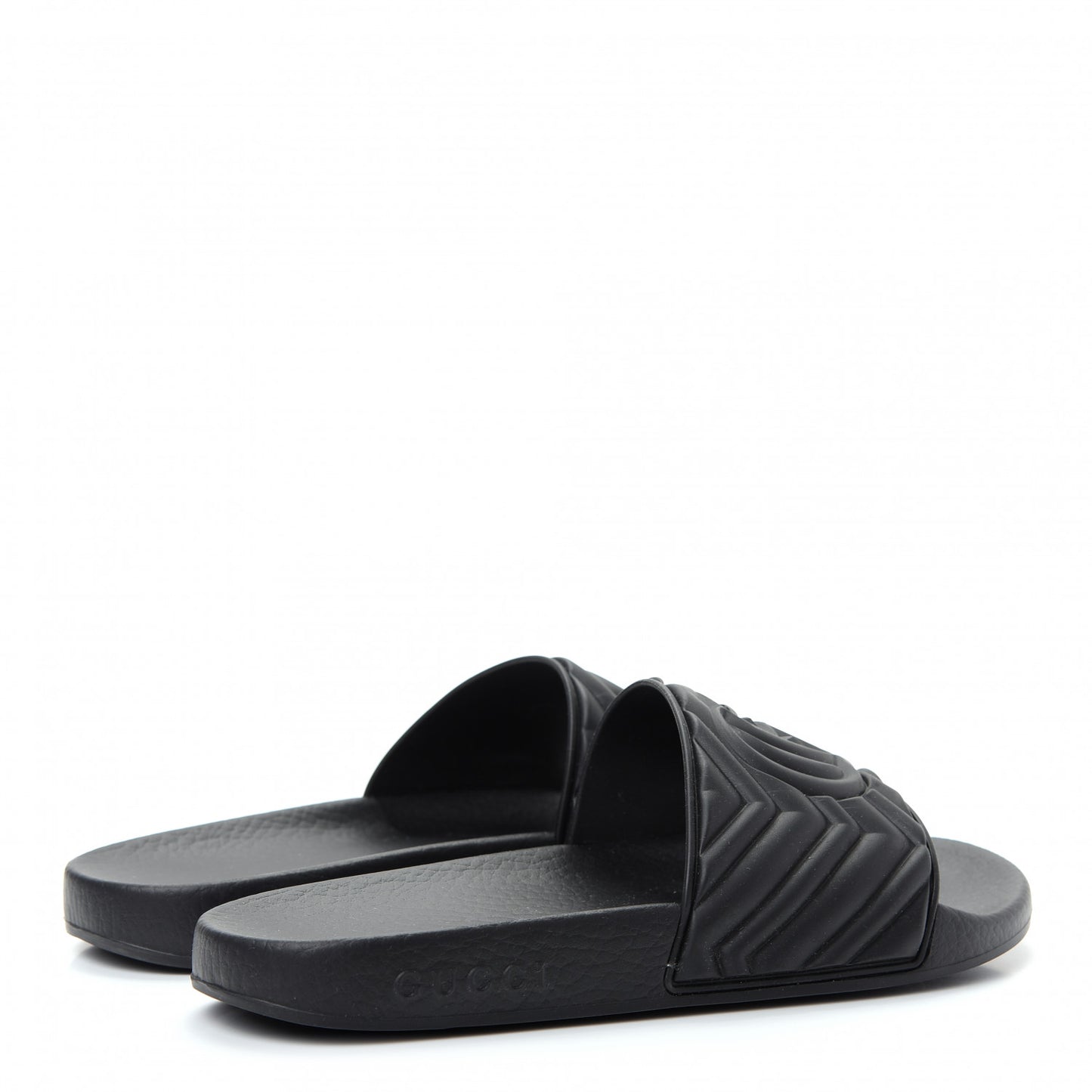 Rubber Matelasse Womens Slide Sandals 37 Black
