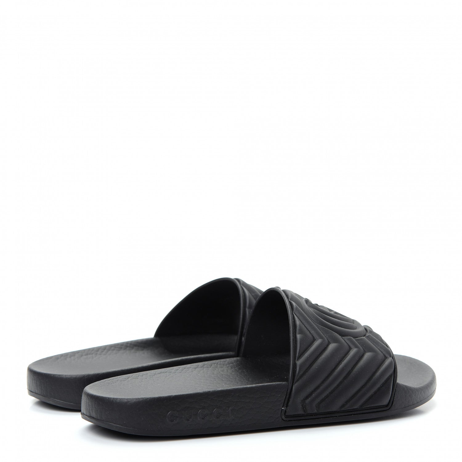 Gucci Rubber Matelasse Womens Slide Sandals 37 Black 4 of 11