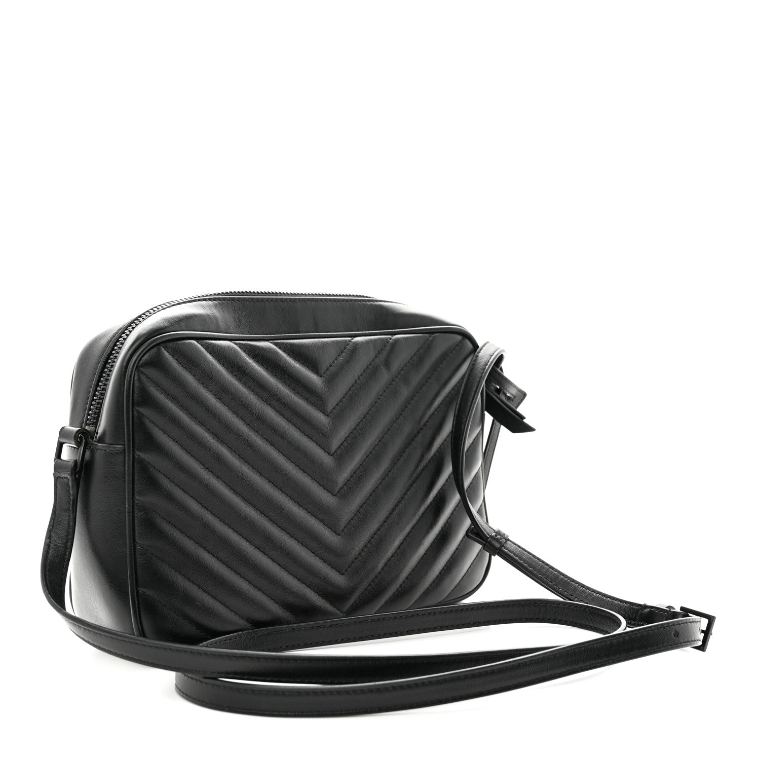 Saint Laurent Calfskin Matelasse Monogram Monochrome Lou Camera Bag Black 3 of 11