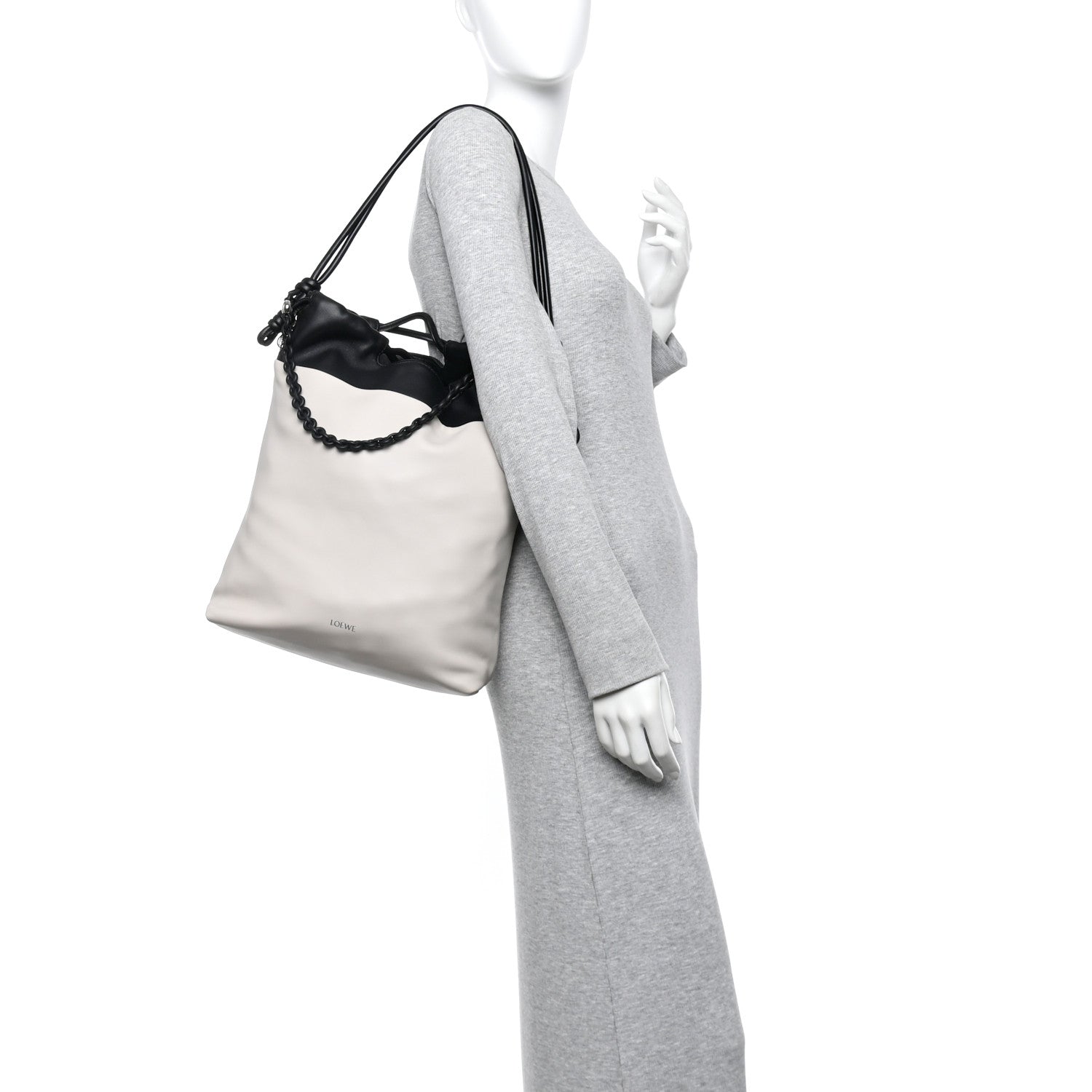 Loewe Mellow Nappa Lambskin Flamenco Tote Bag Light Ghost Black 2 of 10