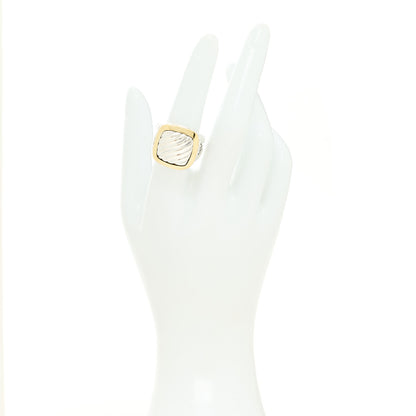 David Yurman Sterling Silver 18K Yellow Gold Square Sculpted Cable Ring 54 6.75 2 of 5