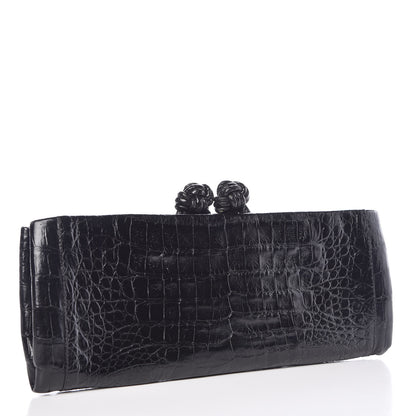 Nancy Gonzalez Glossy Crocodile Knot Top Clutch Black 3 of 6