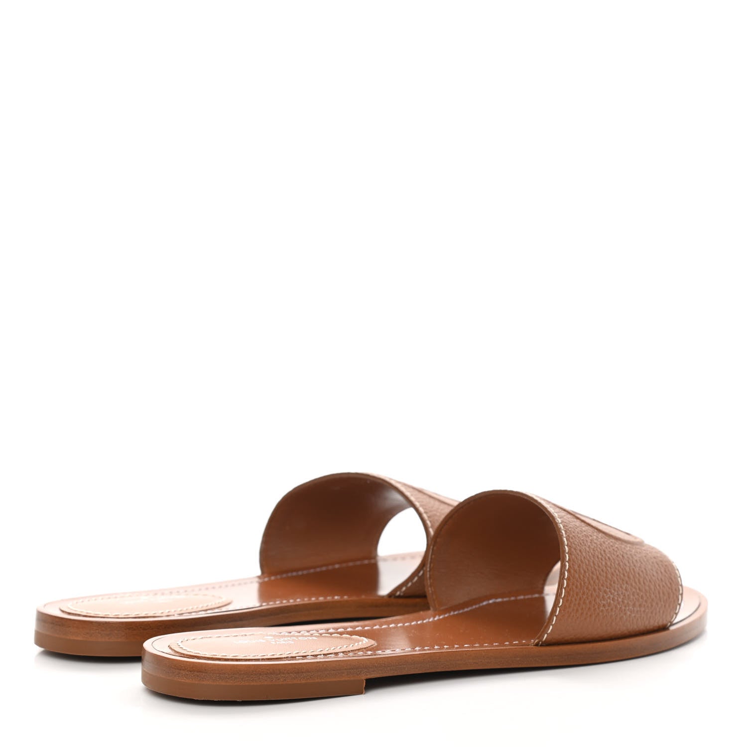 Louis Vuitton Calfskin Lock It Flat Mule 37.5 Cognac 4 of 11