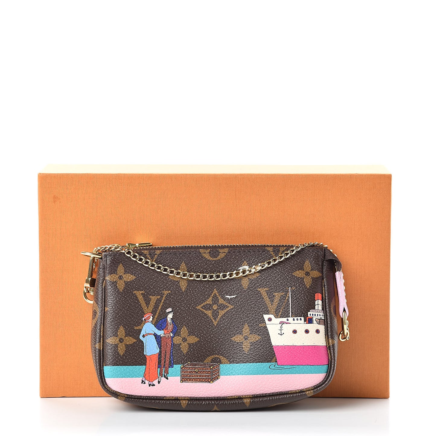 Monogram 2016 Christmas Animation Mini Pochette Accessories Rose Ballerine