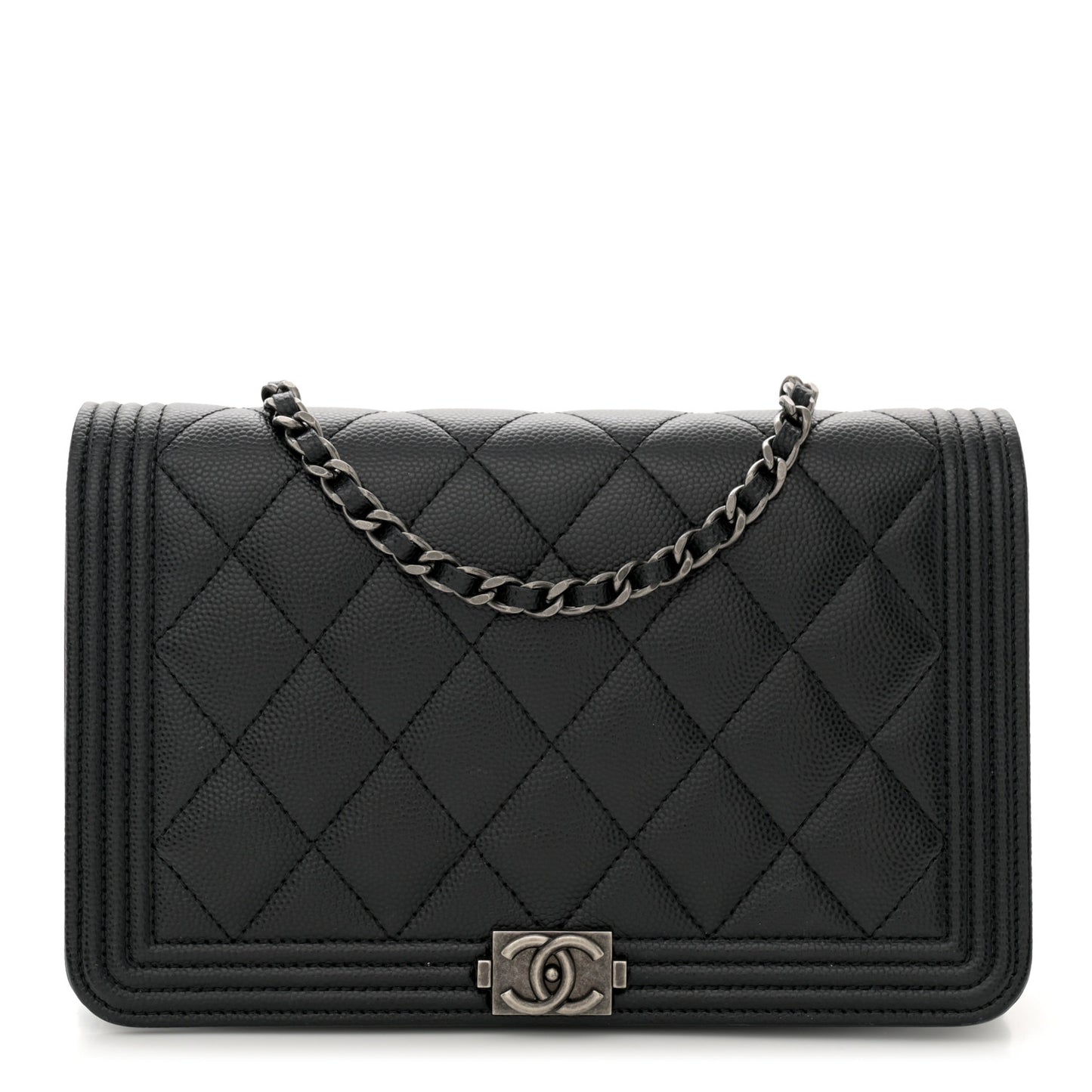 Caviar Quilted Boy Wallet On Chain WOC Black