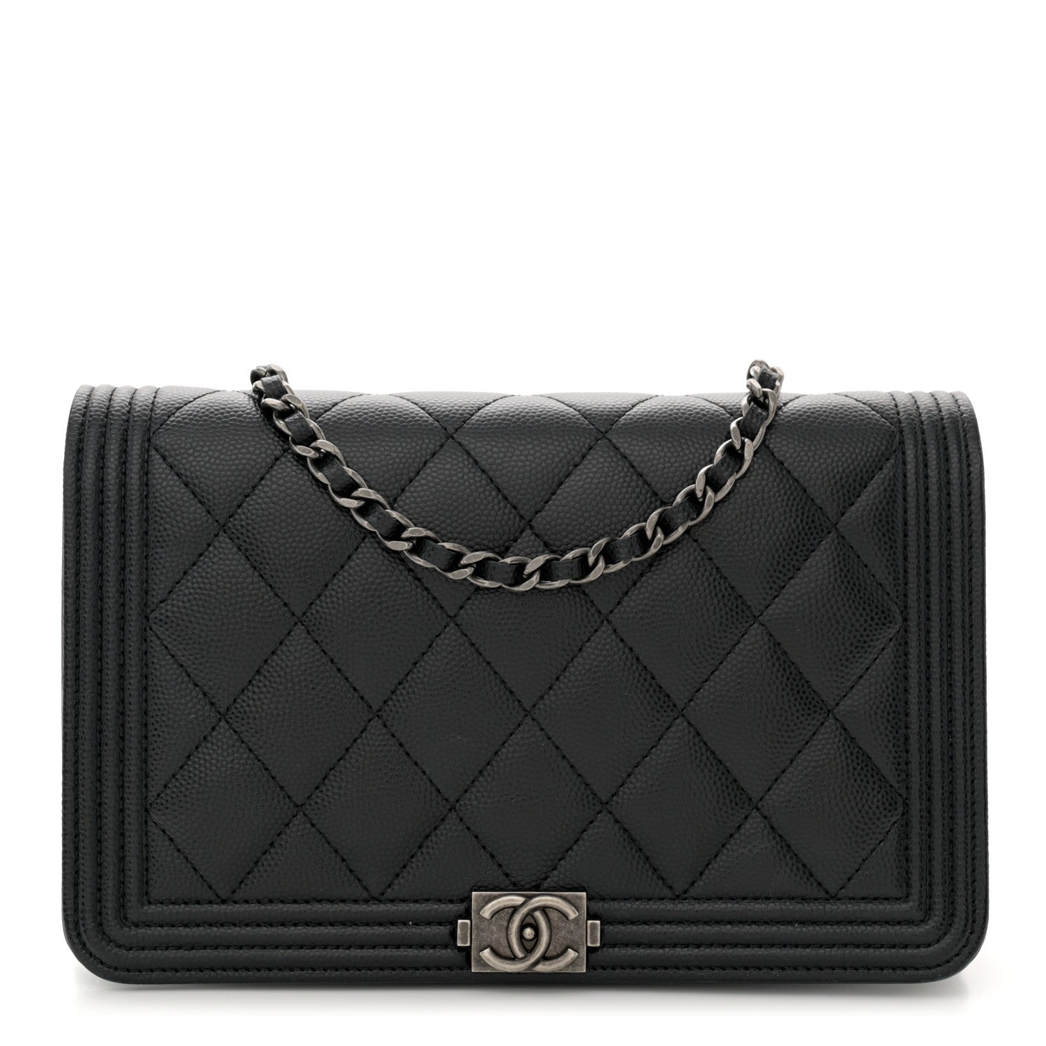 Chanel Caviar Quilted Boy Wallet On Chain WOC Black 1 of 14