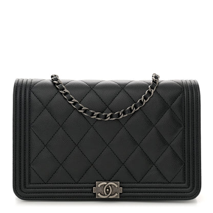 Chanel Caviar Quilted Boy Wallet On Chain WOC Black 1 of 14