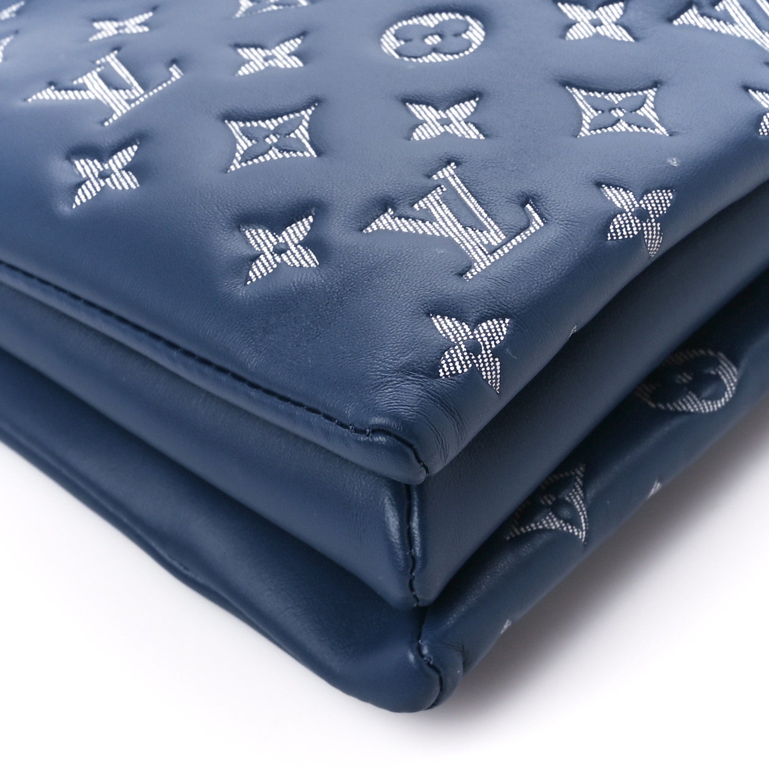 Louis Vuitton Lambskin Embossed Monogram Coussin PM Denim Blue 8 of 9