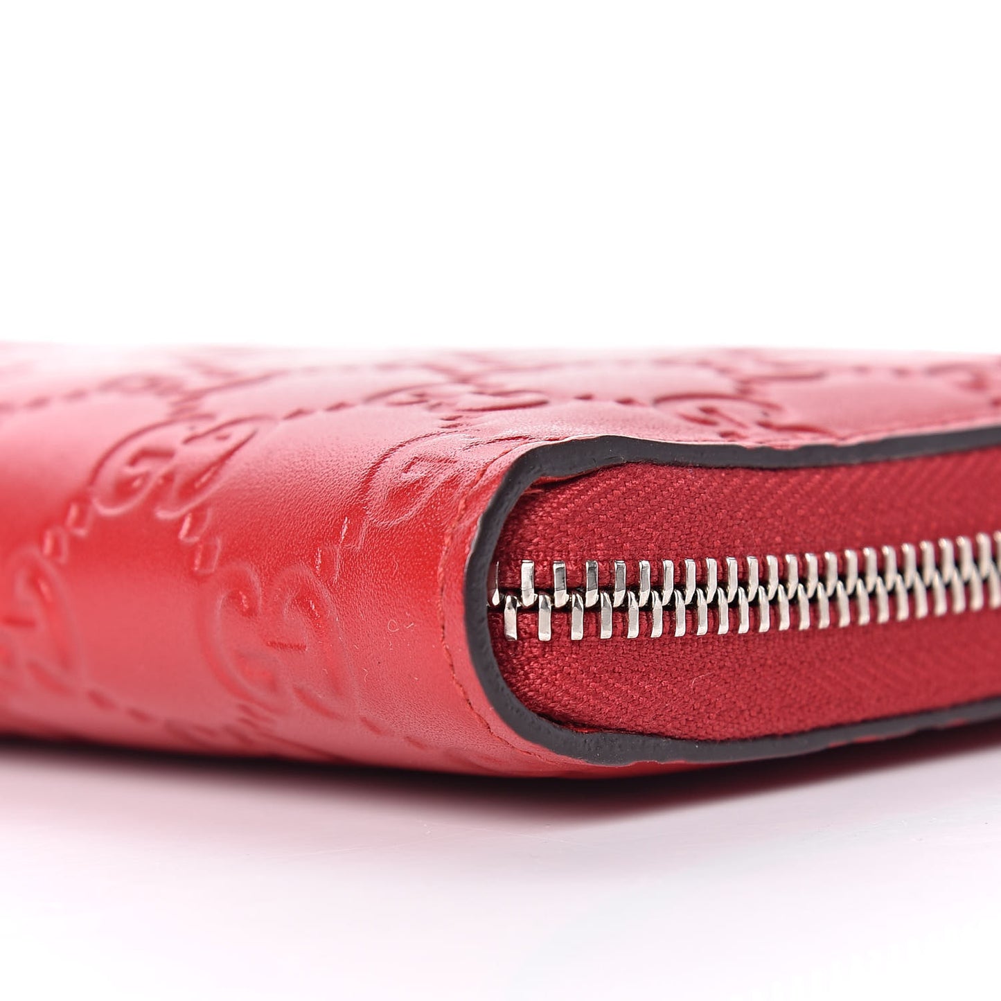 Guccissima Signature Zip Around Organizer Wallet Hibiscus Red