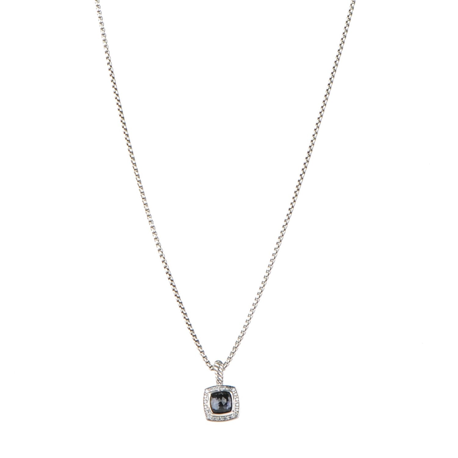David Yurman Sterling Silver Black Orchid Diamond 7mm Petite Albion Necklace 1 of 6