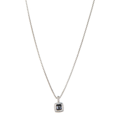 David Yurman Sterling Silver Black Orchid Diamond 7mm Petite Albion Necklace 1 of 6