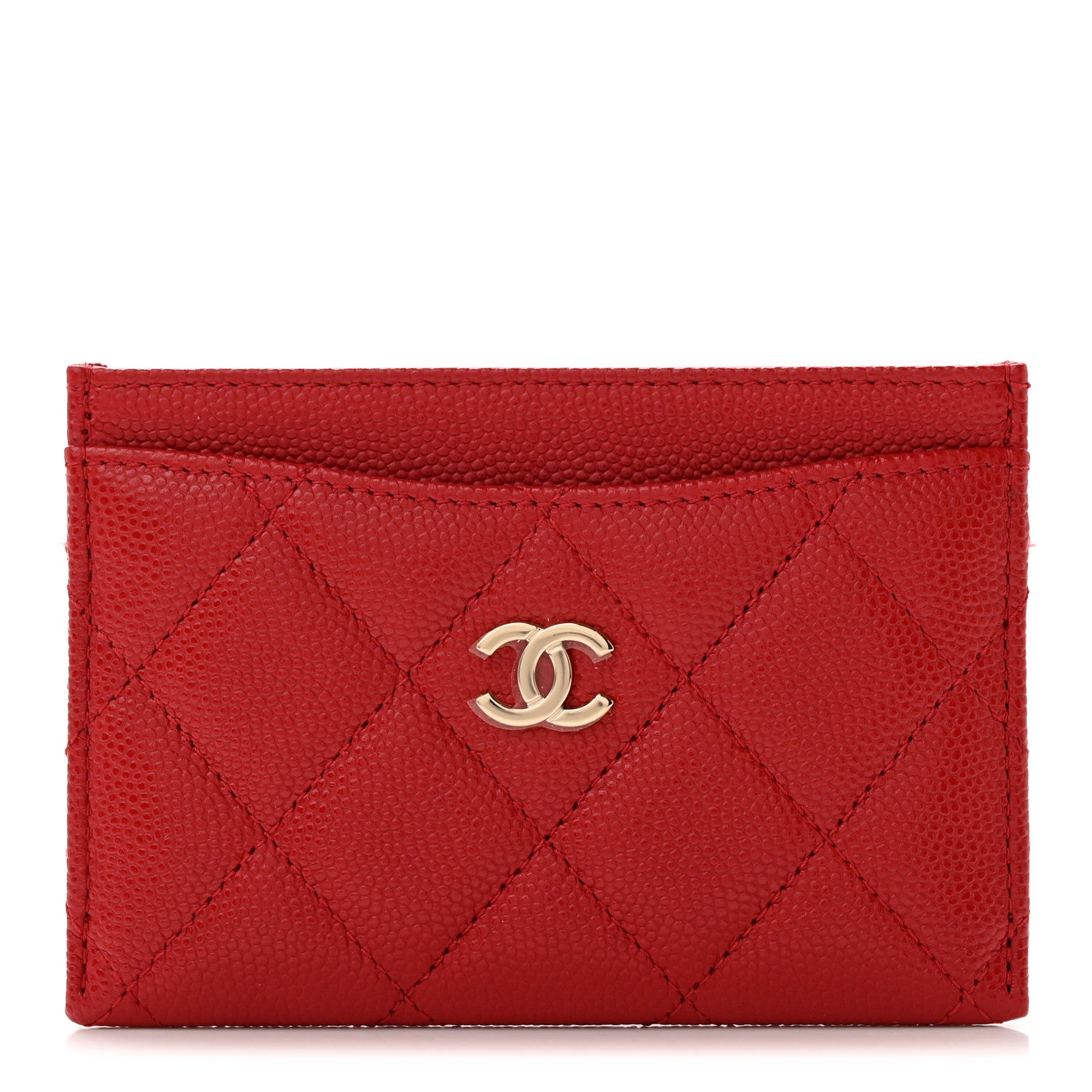 Chanel Caviar Quilted Card Holder Red 1 of 10