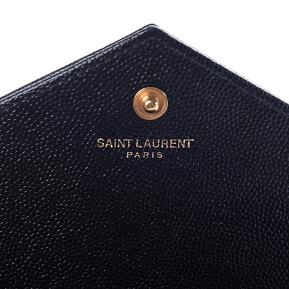 Saint Laurent Grain De Poudre Matelasse Chevron Monogram Chain Wallet Black 6 of 10