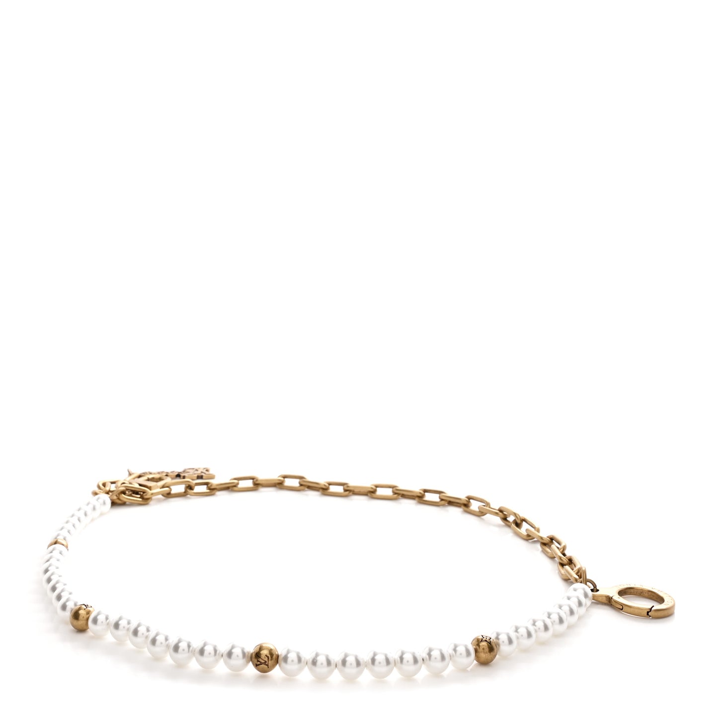 Chain Belt Pearls Bag Charm Gold