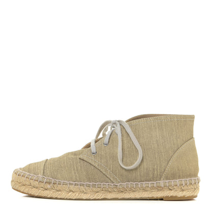 Chanel Striated Suede Espadrilles Sneakers 37 Light Grey 1 of 11