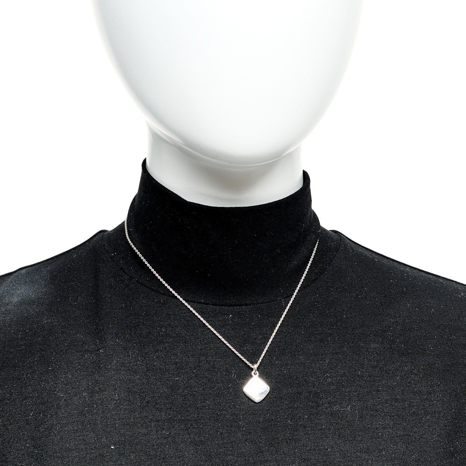 Tiffany Sterling Silver 1837 Square Pendant Necklace 2 of 5