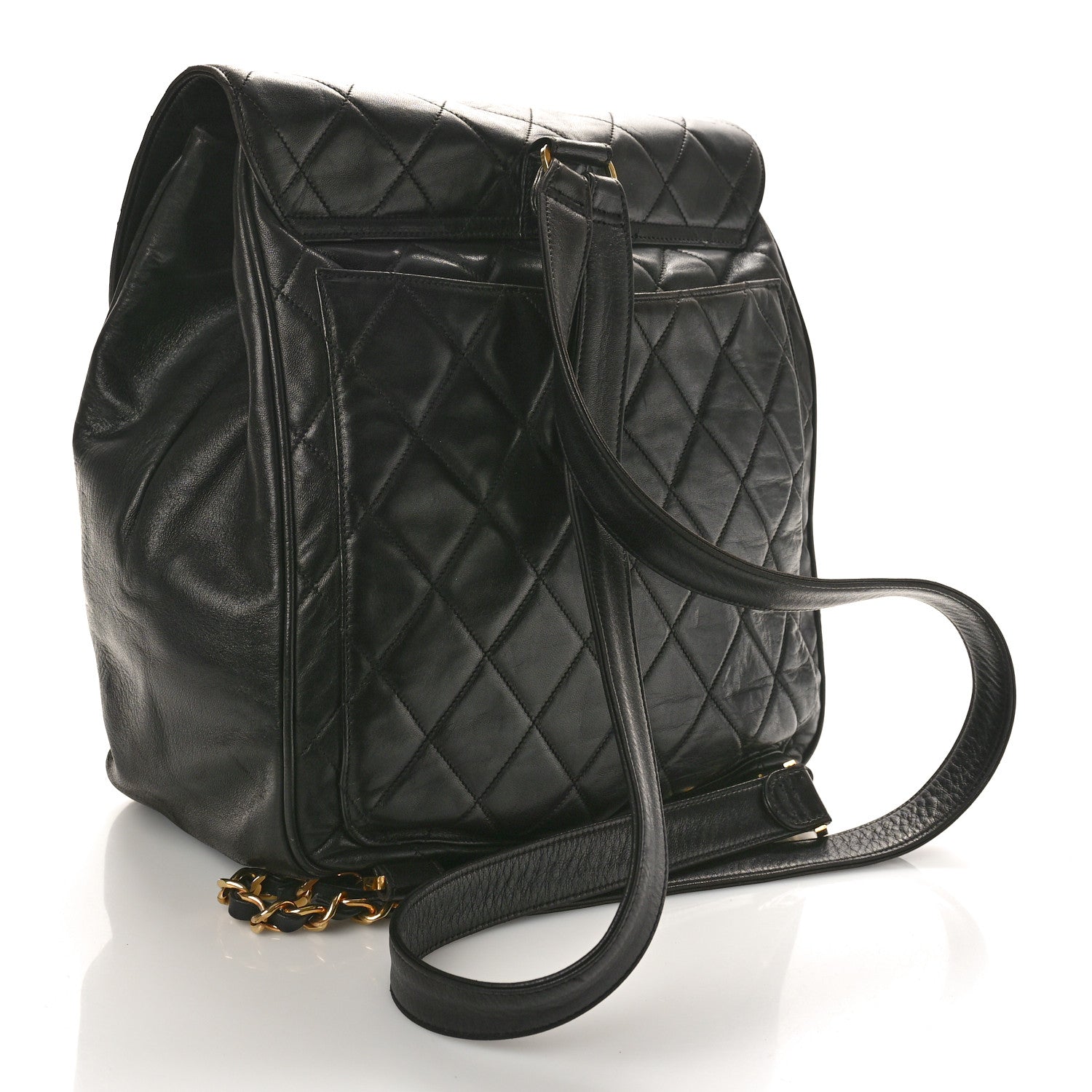 Chanel Lambskin Quilted Tassel Drawstring Backpack Black 3 of 11