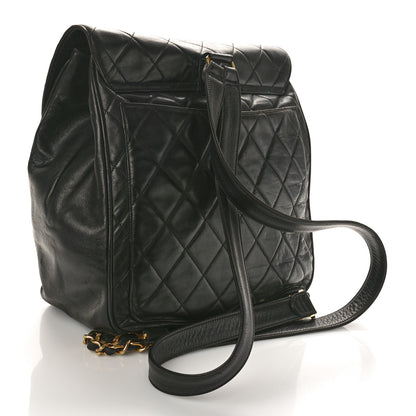 Chanel Lambskin Quilted Tassel Drawstring Backpack Black 3 of 11