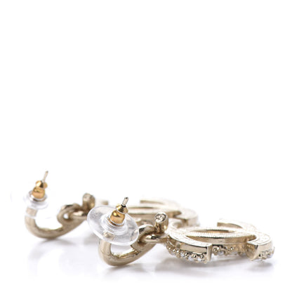 Chanel Crystal Pearl Caviar CC Drop Earrings Gold 3 of 4