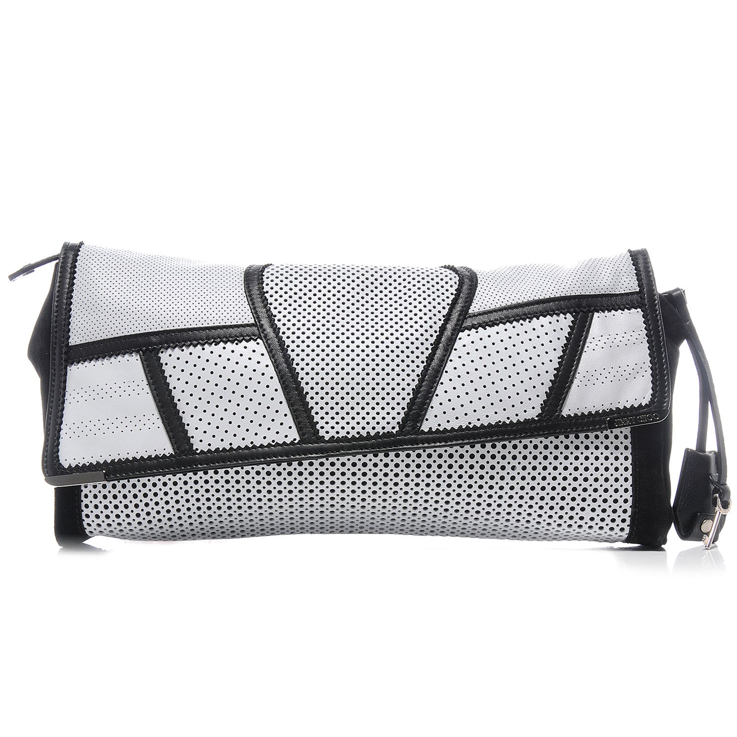 Perforated Leather Ally Mixed Media Patchwork Clutch