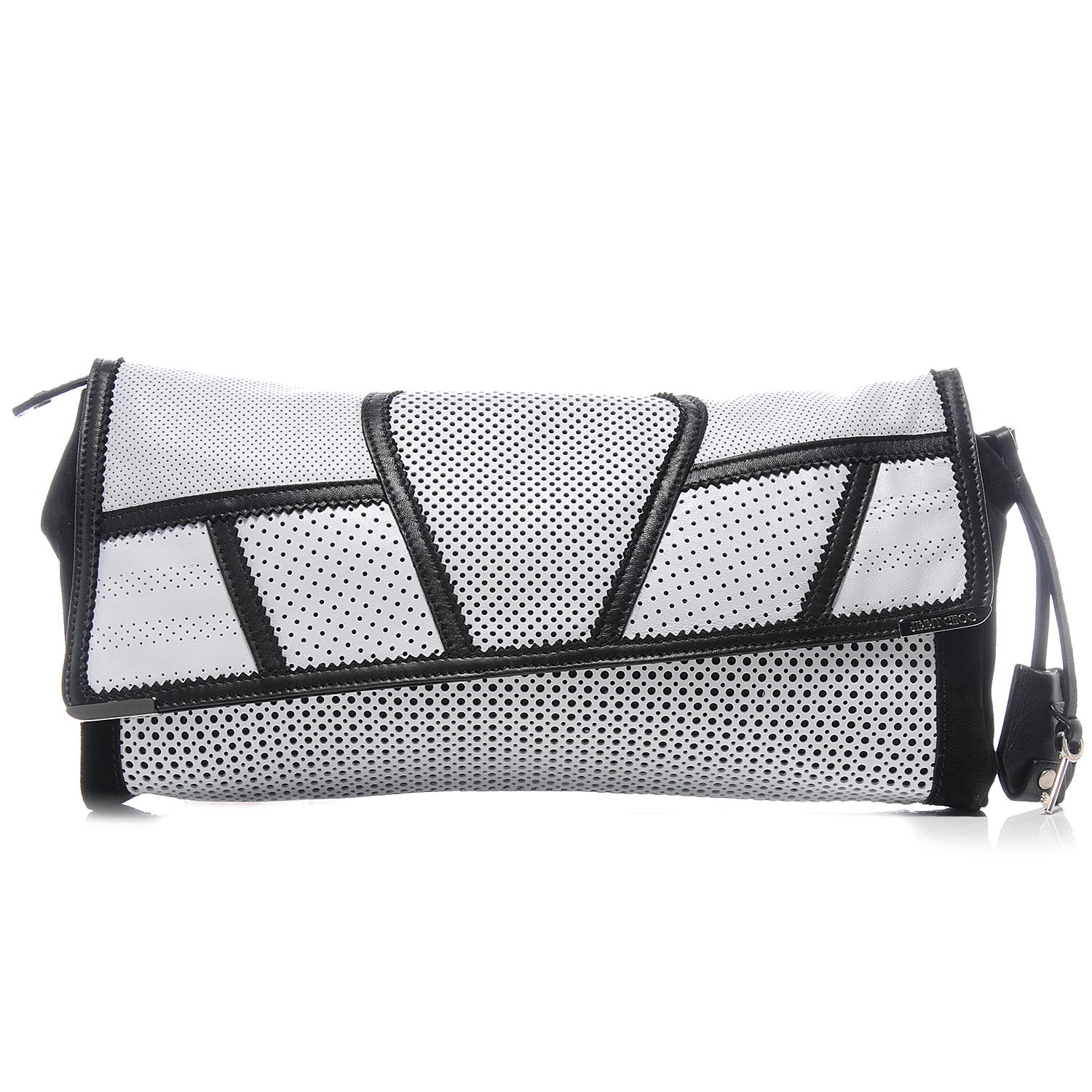 Jimmy Choo Perforated Leather Ally Mixed Media Patchwork Clutch 1 of 8