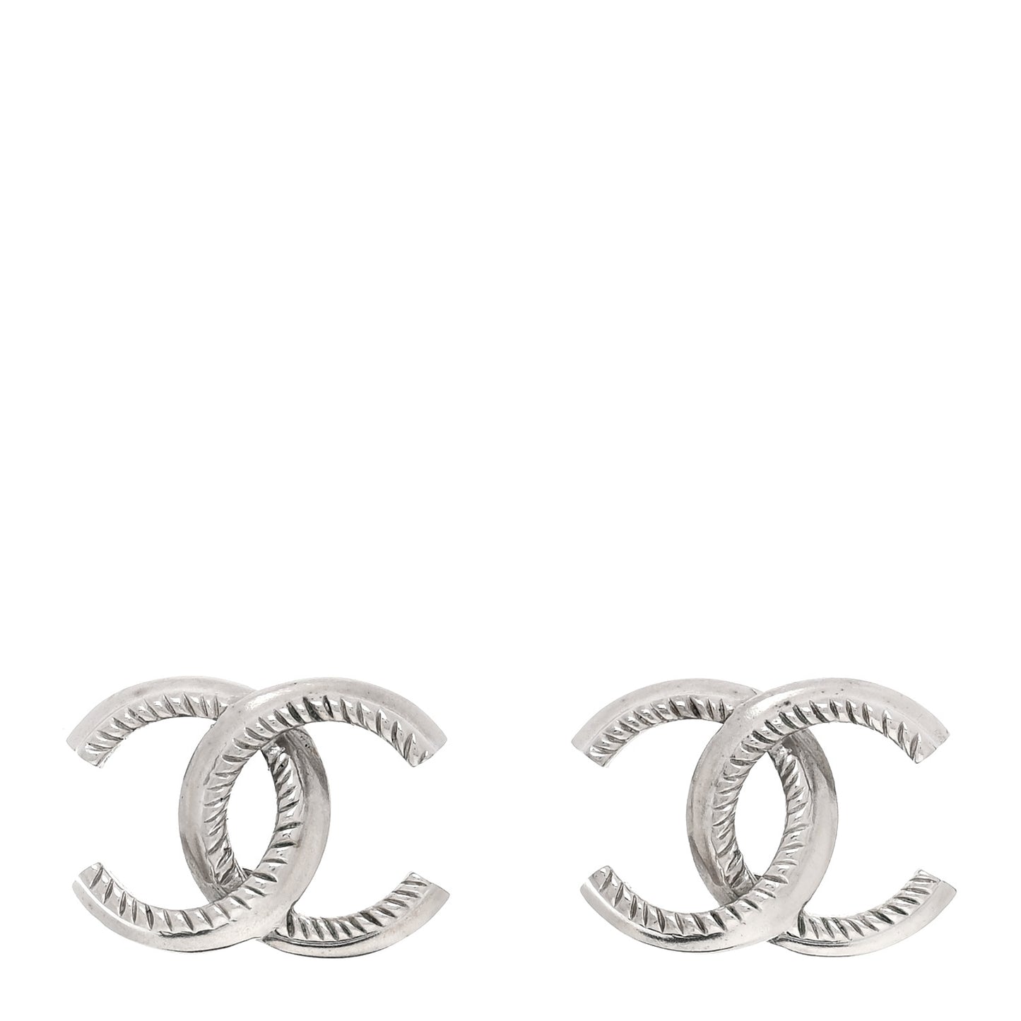 Metal CC Rope Earrings Silver